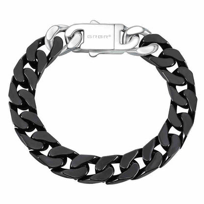 Ceramic Curbed Cuban Link Chain Style White Black Silver Bracelet