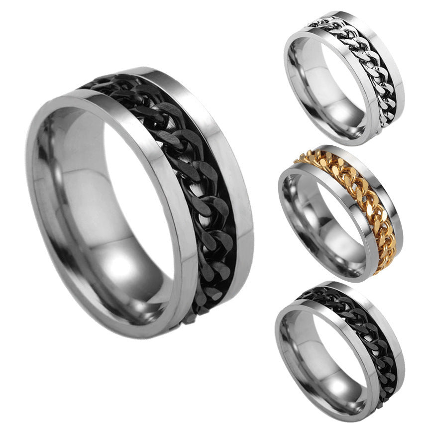 Sleek Titanium Rotatable Chain Fidget Spinner Bottle Opener Ring