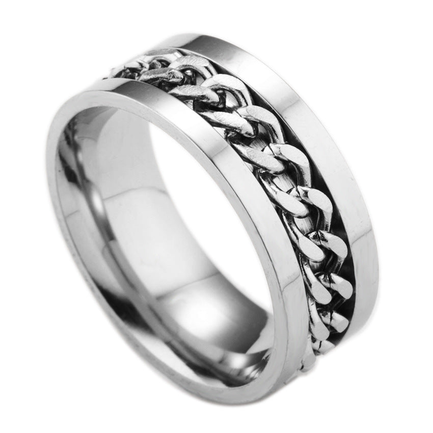Sleek Titanium Rotatable Chain Fidget Spinner Bottle Opener Ring