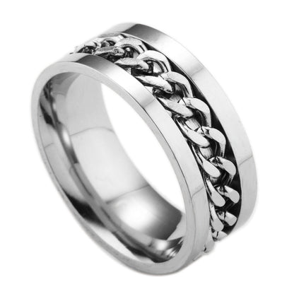 Sleek Titanium Rotatable Chain Fidget Spinner Bottle Opener Ring