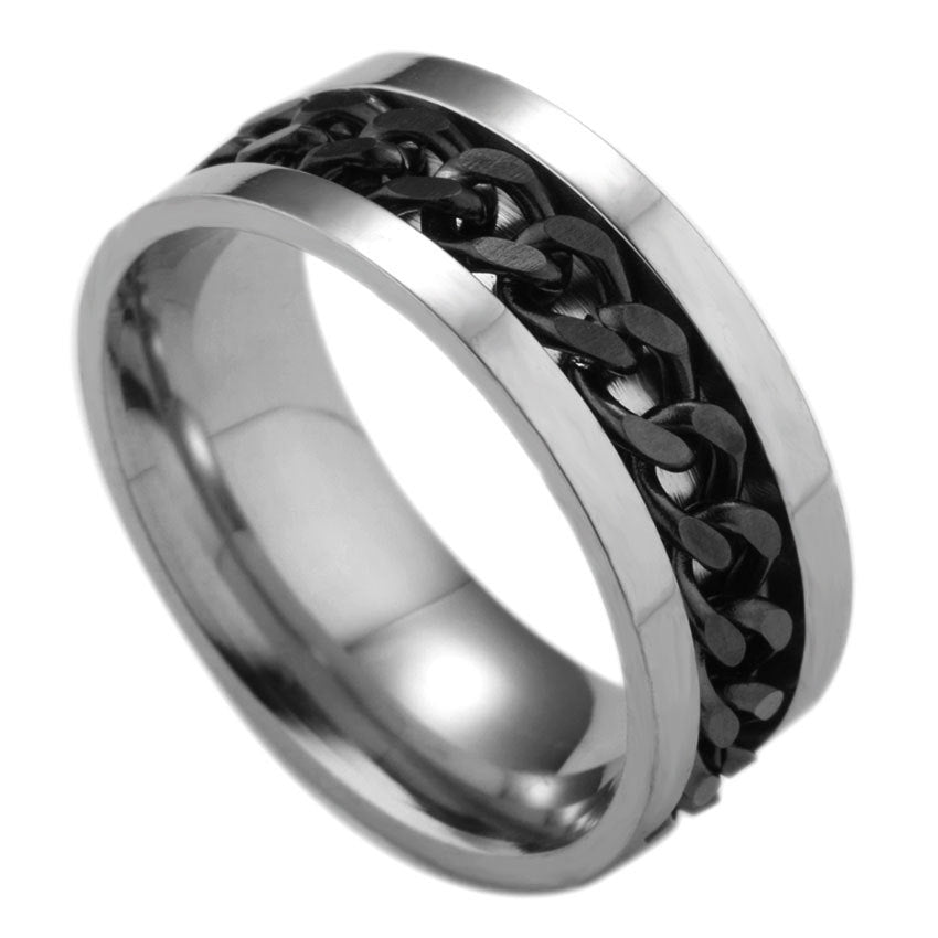 Sleek Titanium Rotatable Chain Fidget Spinner Bottle Opener Ring