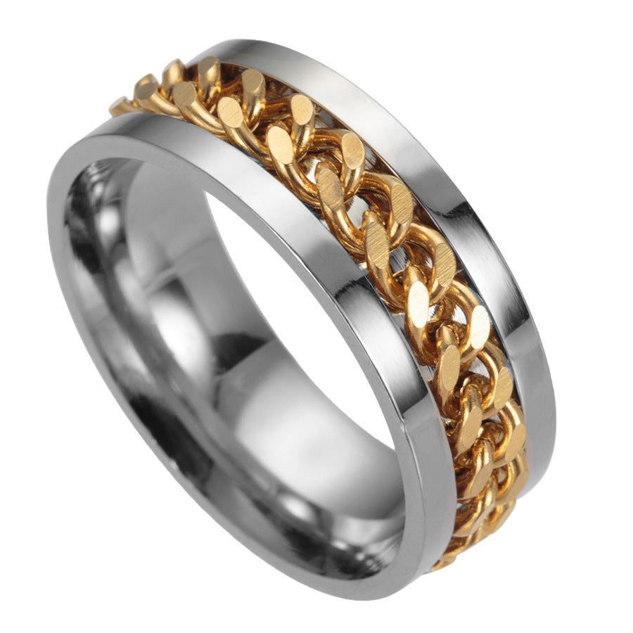 Sleek Titanium Rotatable Chain Fidget Spinner Bottle Opener Ring
