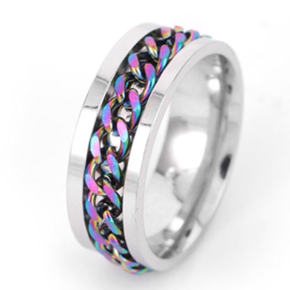 Sleek Titanium Rotatable Chain Fidget Spinner Bottle Opener Ring