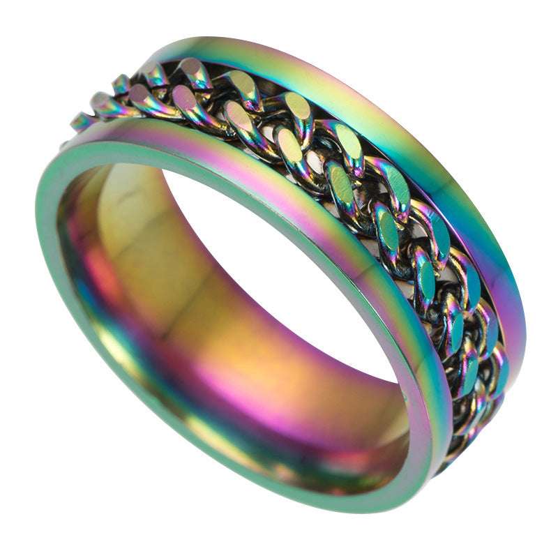 Sleek Titanium Rotatable Chain Fidget Spinner Bottle Opener Ring