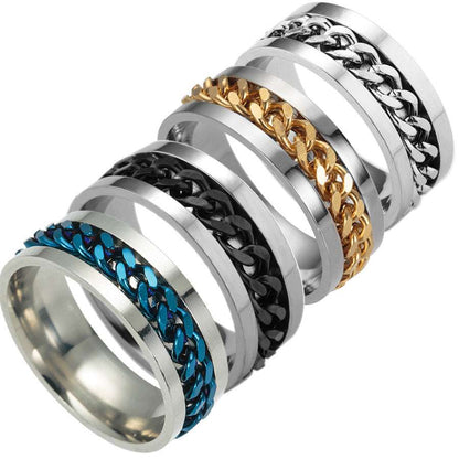 Sleek Titanium Rotatable Chain Fidget Spinner Bottle Opener Ring