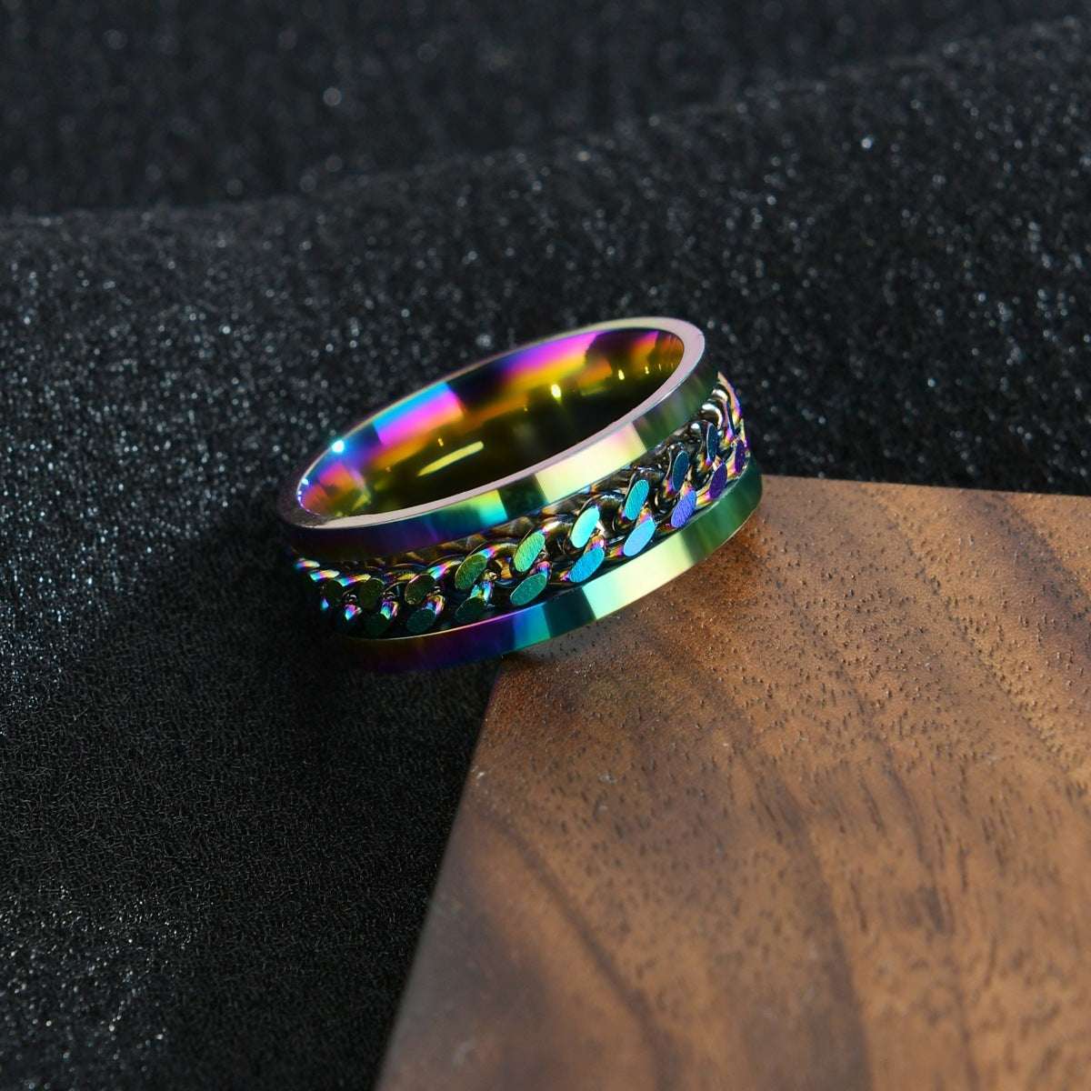 Sleek Titanium Rotatable Chain Fidget Spinner Bottle Opener Ring
