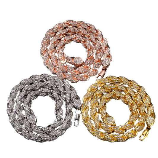 Iced Out Exaggerated Rope Necklace Chain