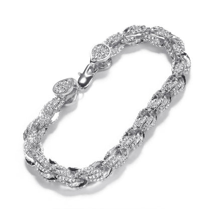 Iced Out Rope Chain Style Bling Necklace