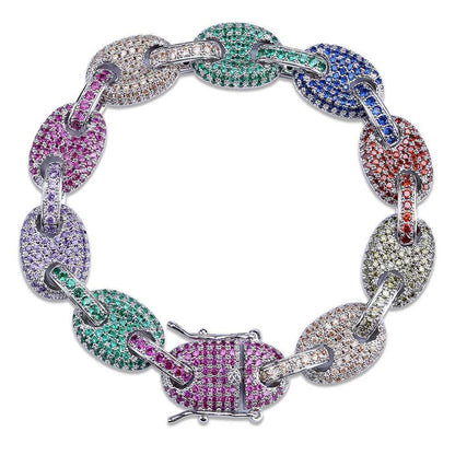 Iced Out Rainbow Pig Nose Bracelet