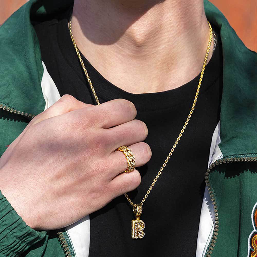 Iced Out Hip Hop Rock Candy Letter Pendant