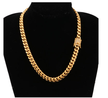 8-18mm wide stainless steel cuban Miami chains necklaces CZ Zircon box lock big heavy gold chain for men Hip Hop Rock jewelry - DATNEWDRIP