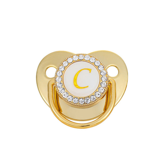 Iced Out Baby Gold 26 Letter Soothing Pacifier - DATNEWDRIP