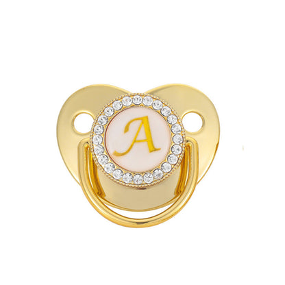 Iced Out Baby Gold 26 Letter Soothing Pacifier - DATNEWDRIP