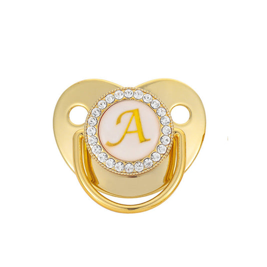 Iced Out Baby Gold 26 Letter Soothing Pacifier - DATNEWDRIP