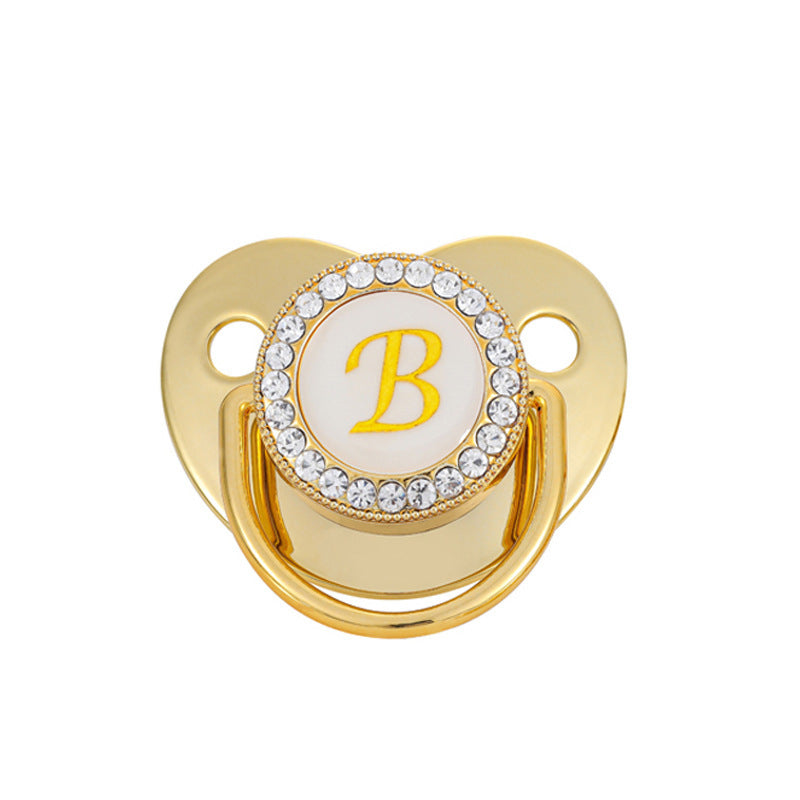 Iced Out Baby Gold 26 Letter Soothing Pacifier - DATNEWDRIP