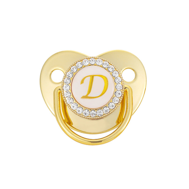 Iced Out Baby Gold 26 Letter Soothing Pacifier - DATNEWDRIP