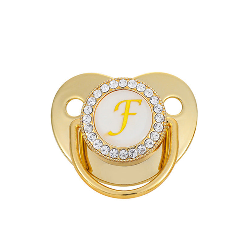 Iced Out Baby Gold 26 Letter Soothing Pacifier - DATNEWDRIP