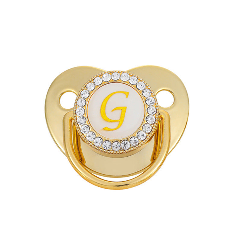Iced Out Baby Gold 26 Letter Soothing Pacifier - DATNEWDRIP