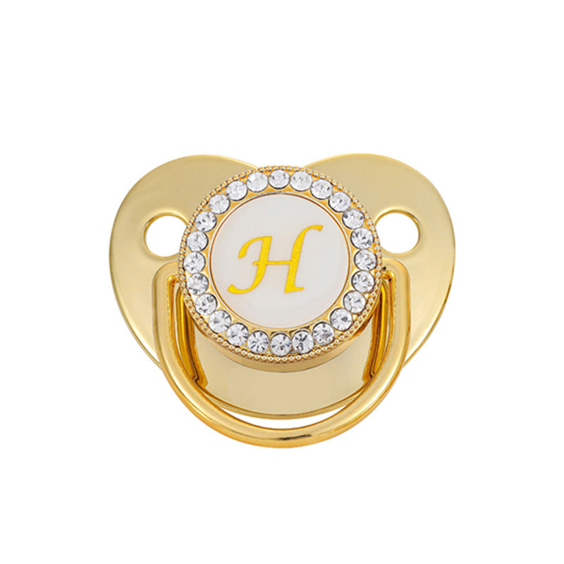 Iced Out Baby Gold 26 Letter Soothing Pacifier - DATNEWDRIP