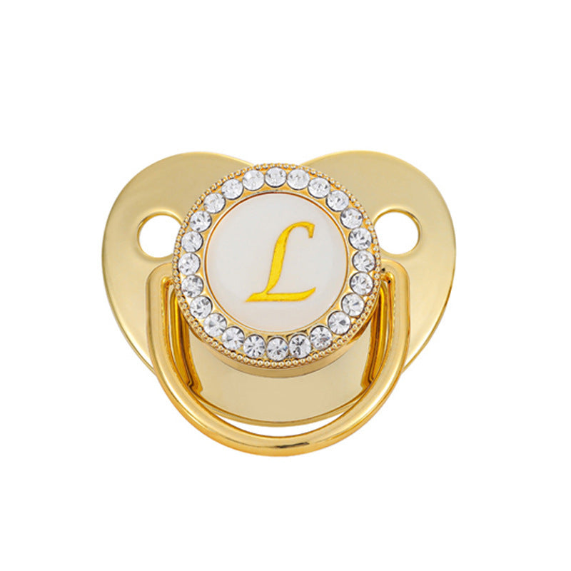 Iced Out Baby Gold 26 Letter Soothing Pacifier - DATNEWDRIP