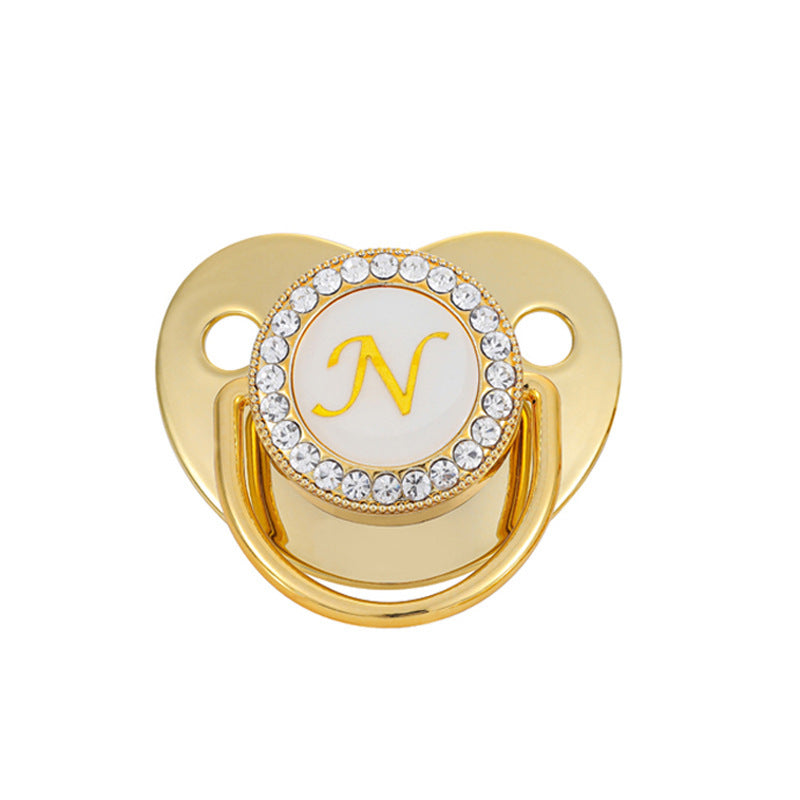 Iced Out Baby Gold 26 Letter Soothing Pacifier - DATNEWDRIP