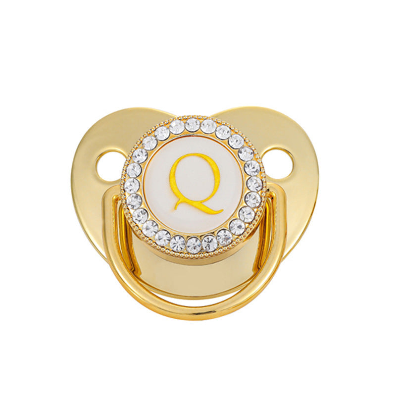 Iced Out Baby Gold 26 Letter Soothing Pacifier - DATNEWDRIP