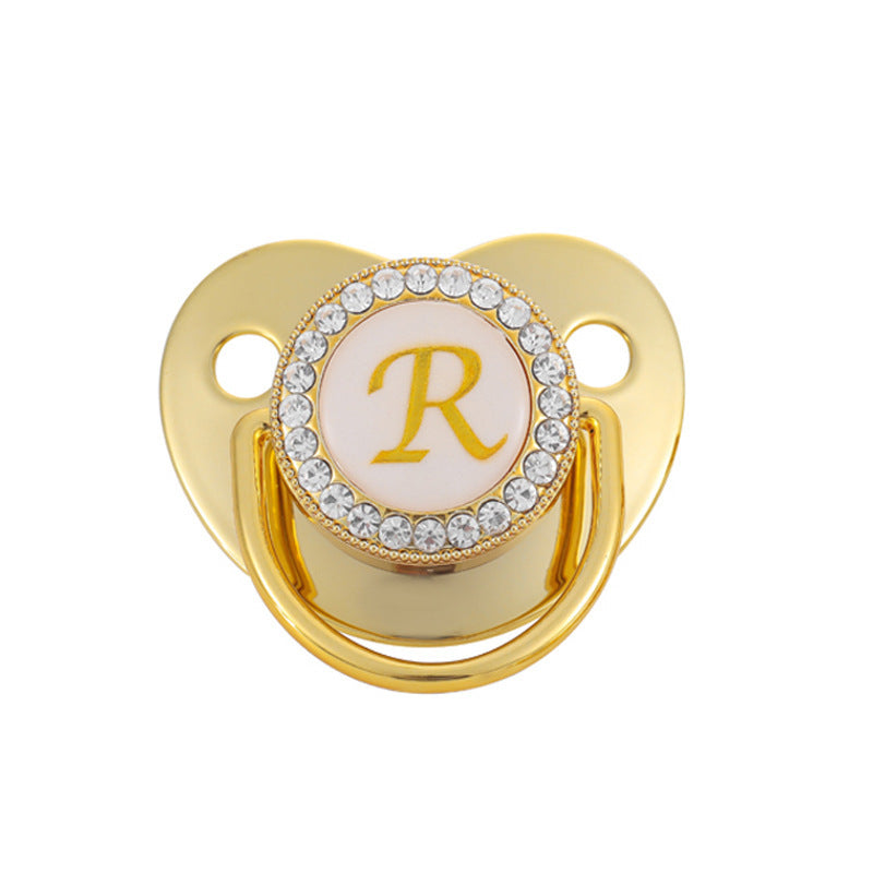 Iced Out Baby Gold 26 Letter Soothing Pacifier - DATNEWDRIP