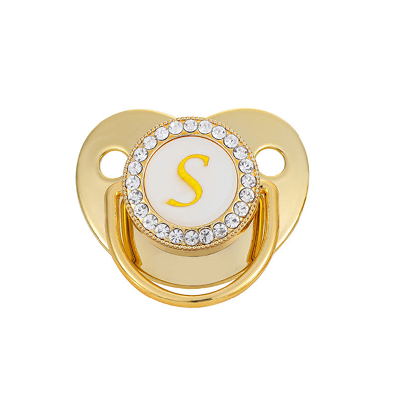 Iced Out Baby Gold 26 Letter Soothing Pacifier - DATNEWDRIP