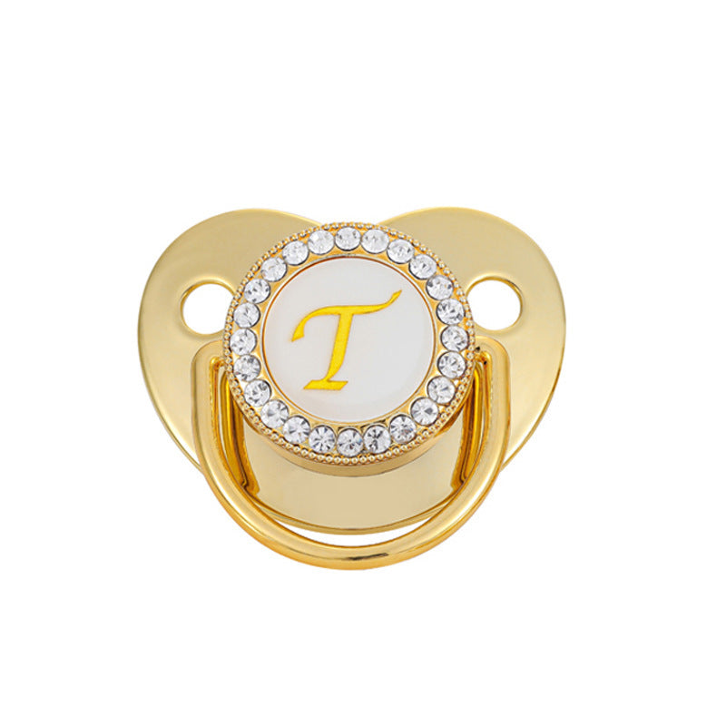 Iced Out Baby Gold 26 Letter Soothing Pacifier - DATNEWDRIP