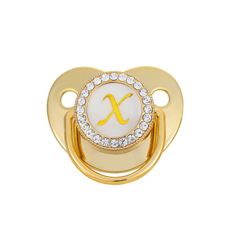 Iced Out Baby Gold 26 Letter Soothing Pacifier - DATNEWDRIP