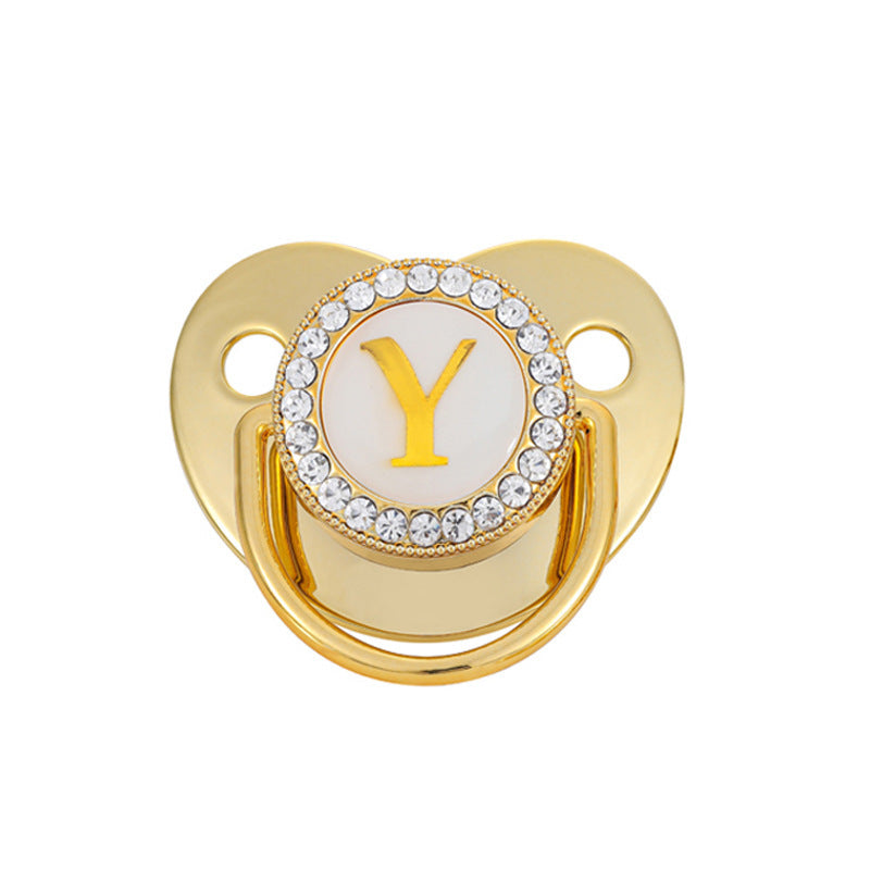 Iced Out Baby Gold 26 Letter Soothing Pacifier - DATNEWDRIP