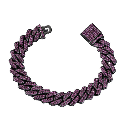 Iced Out Pink & Black Cuban Link Necklace Chain