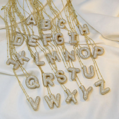 Brass Zircon Bubble Balloon Letter Pendant Necklace For Women - DATNEWDRIP