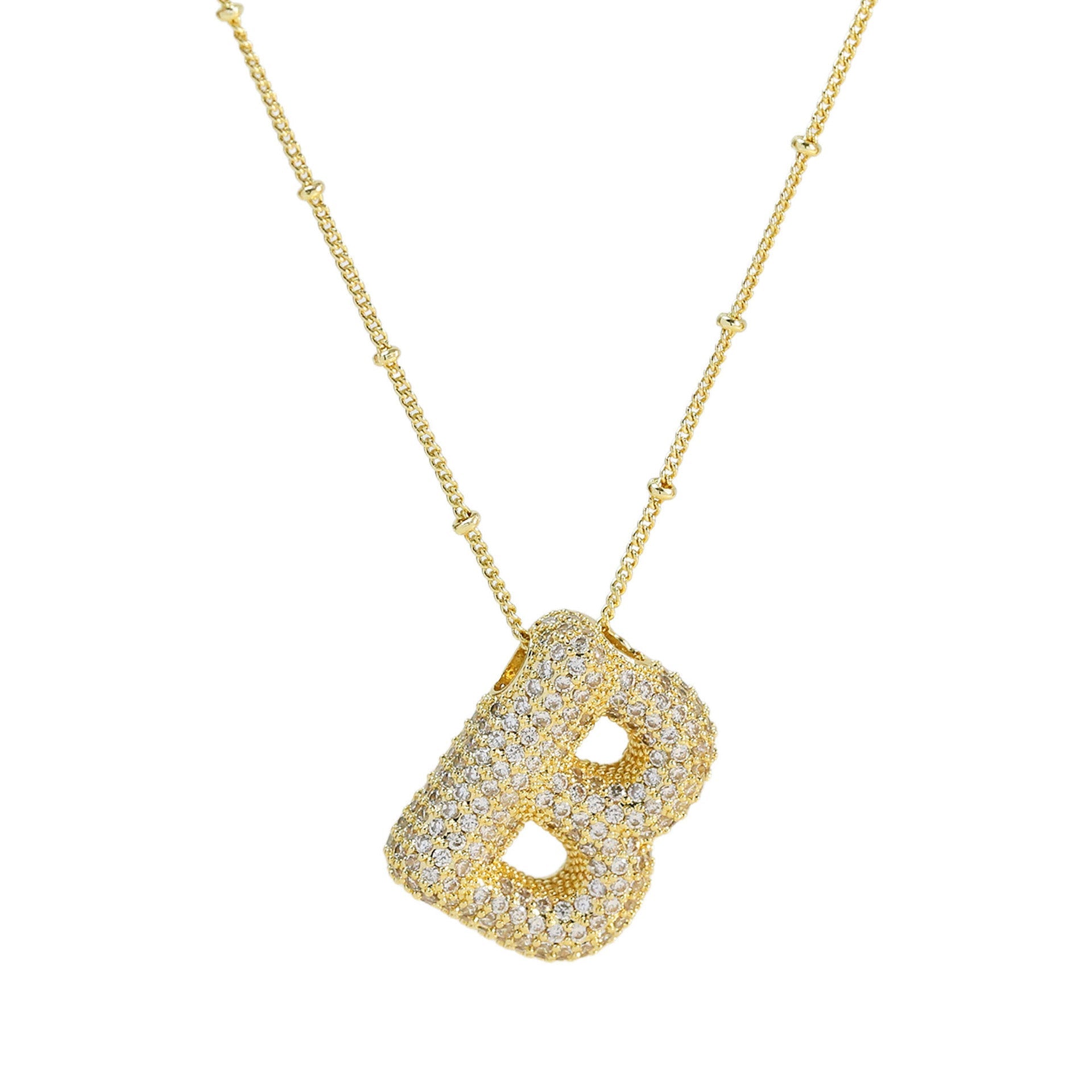 Brass Zircon Bubble Balloon Letter Pendant Necklace For Women - DATNEWDRIP