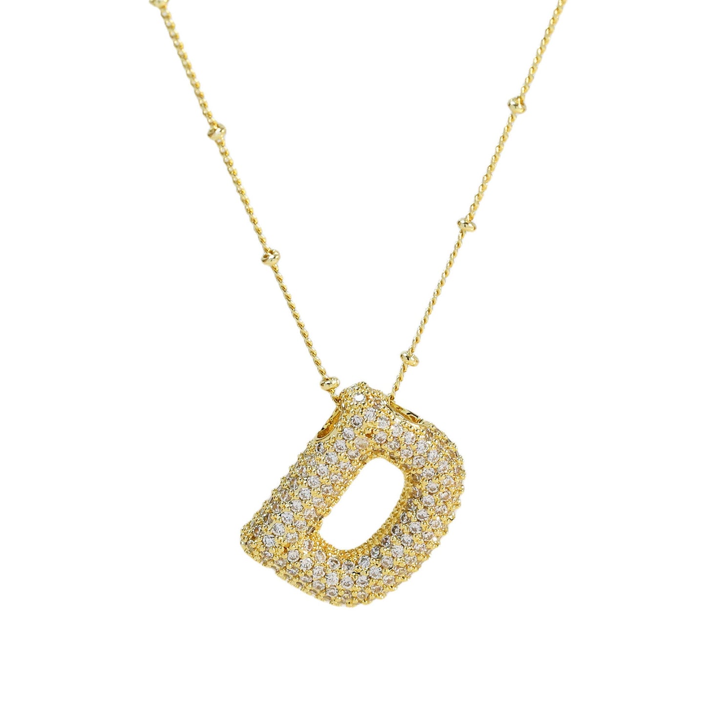 Brass Zircon Bubble Balloon Letter Pendant Necklace For Women - DATNEWDRIP