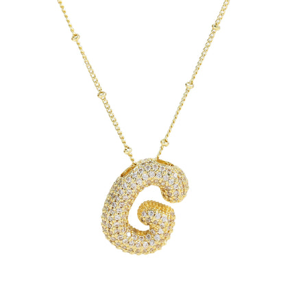 Brass Zircon Bubble Balloon Letter Pendant Necklace For Women - DATNEWDRIP