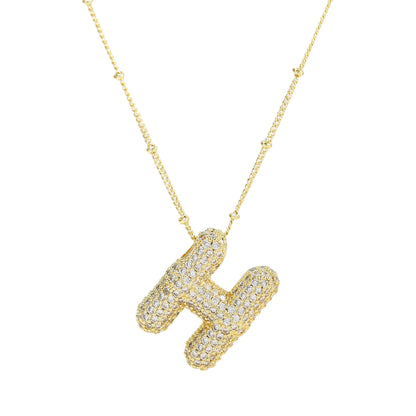 Brass Zircon Bubble Balloon Letter Pendant Necklace For Women - DATNEWDRIP