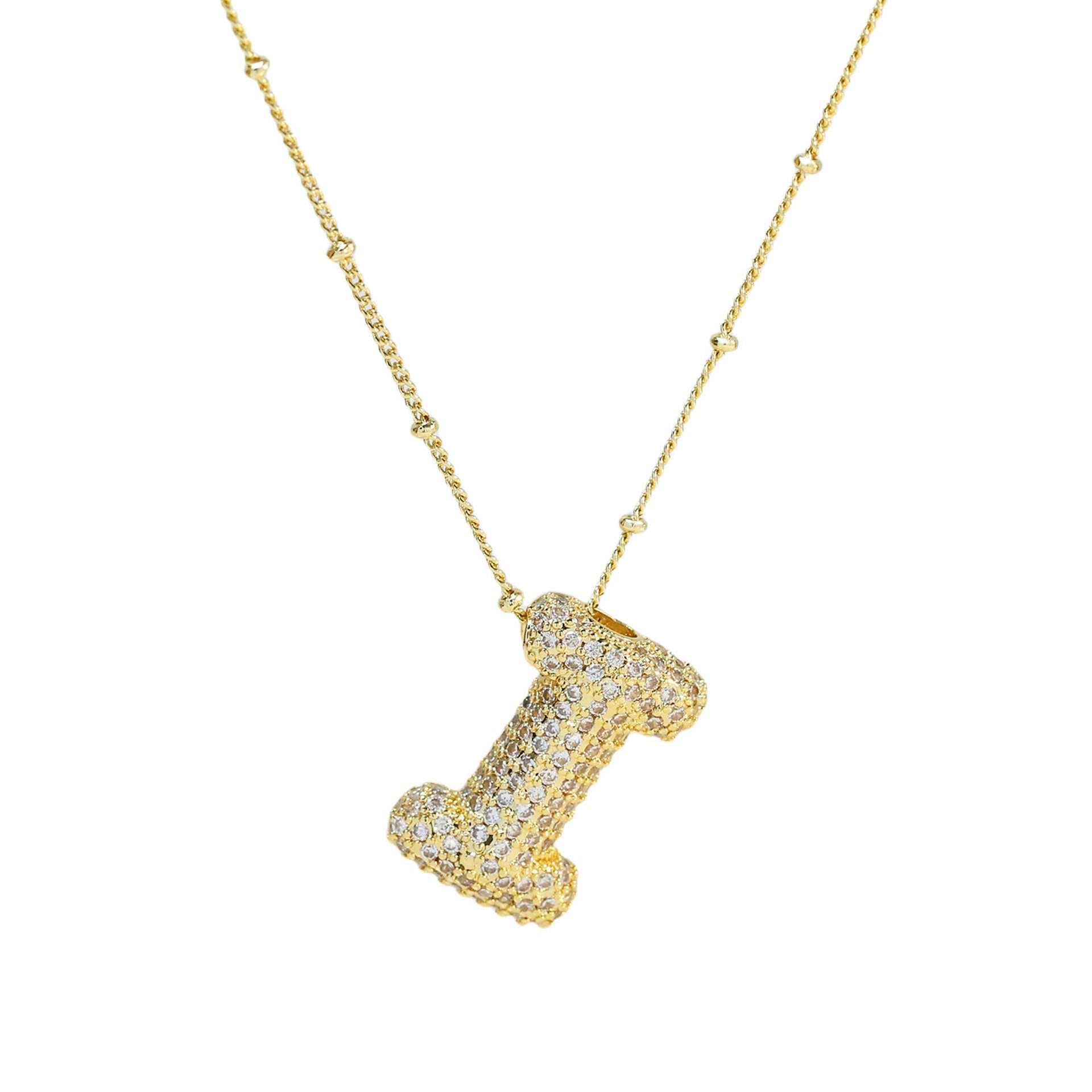 Brass Zircon Bubble Balloon Letter Pendant Necklace For Women - DATNEWDRIP