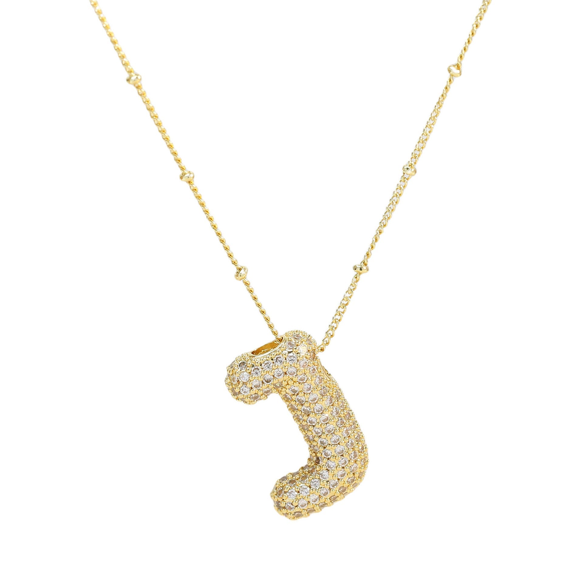 Brass Zircon Bubble Balloon Letter Pendant Necklace For Women - DATNEWDRIP