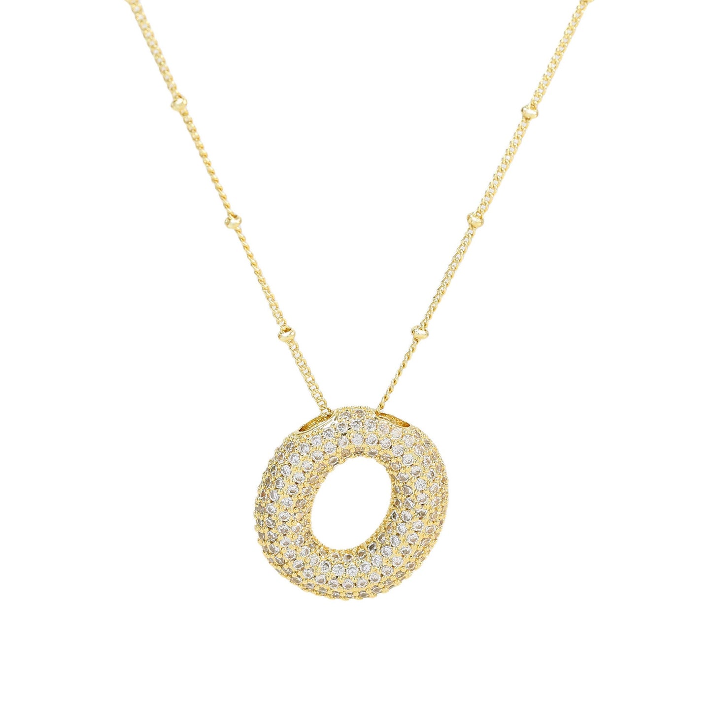 Brass Zircon Bubble Balloon Letter Pendant Necklace For Women - DATNEWDRIP