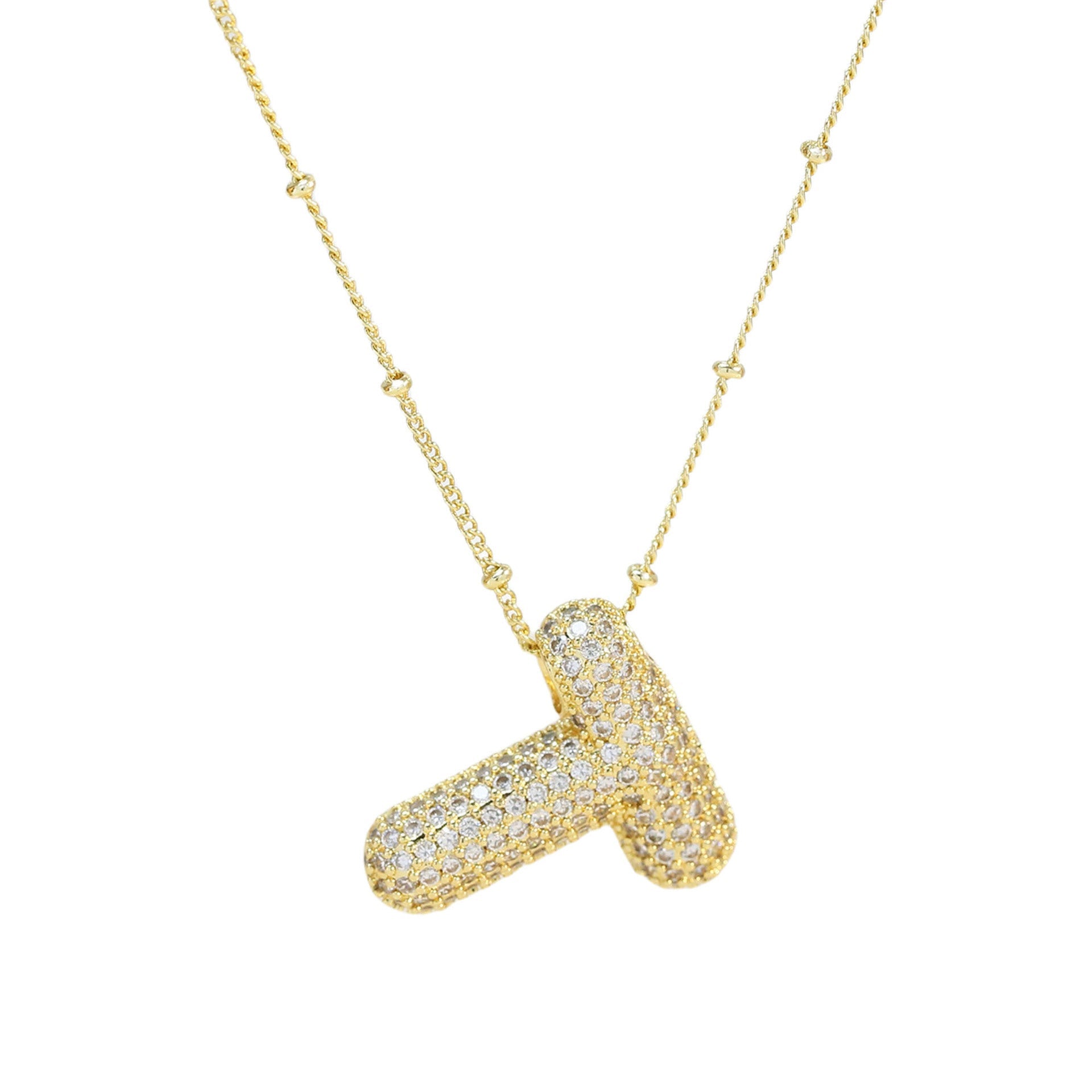 Brass Zircon Bubble Balloon Letter Pendant Necklace For Women - DATNEWDRIP