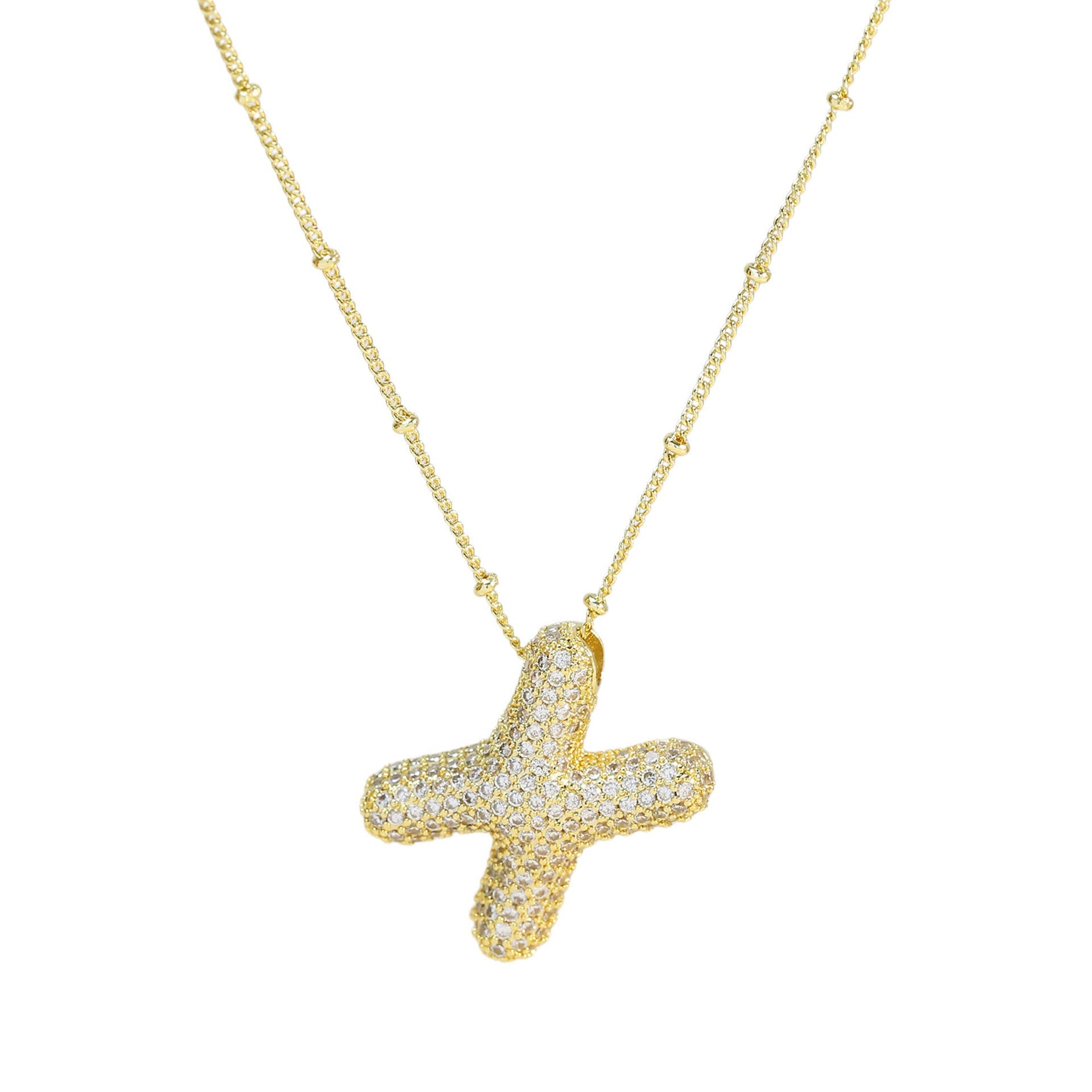 Brass Zircon Bubble Balloon Letter Pendant Necklace For Women - DATNEWDRIP