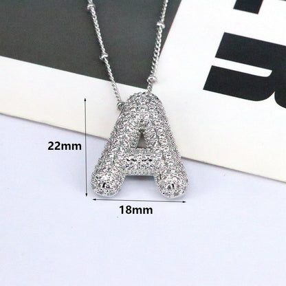 Brass Zircon Bubble Balloon Letter Pendant Necklace For Women - DATNEWDRIP