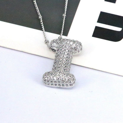 Brass Zircon Bubble Balloon Letter Pendant Necklace For Women - DATNEWDRIP