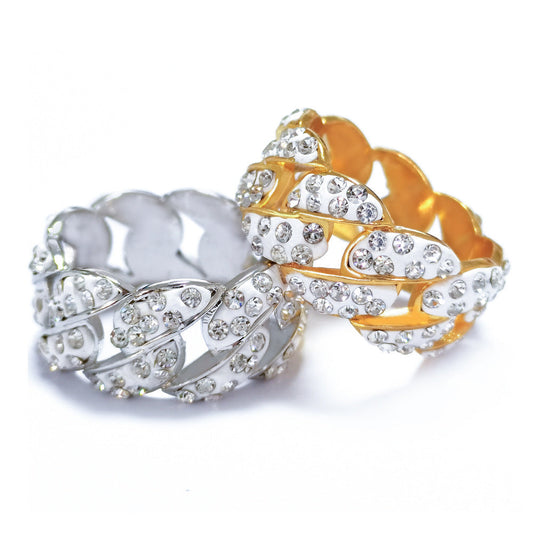 Iced Out Cuban Link Studded Ring - DATNEWDRIP