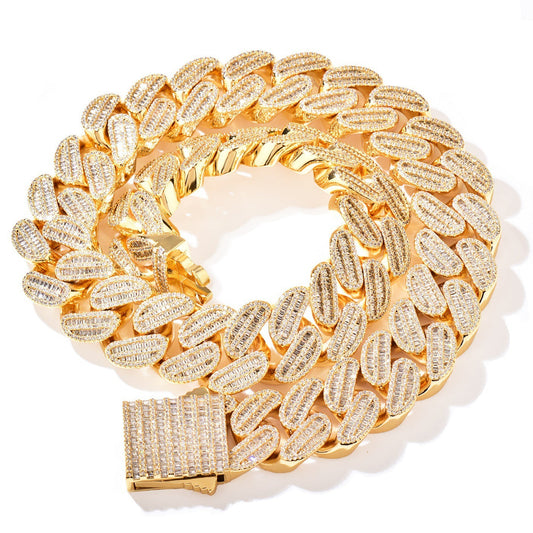 Super Frosty Baguette Iced Out Cuban Link Necklace Chain - DATNEWDRIP