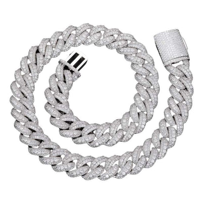 Iced Out Platinum Pronged Cuban Link Chain