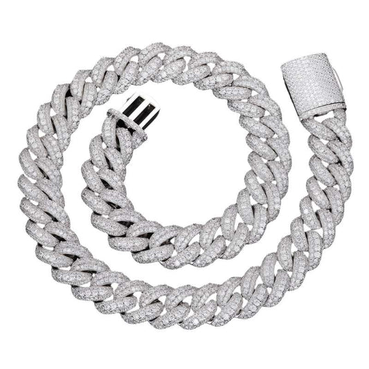 Iced Out Platinum Pronged Cuban Link Chain
