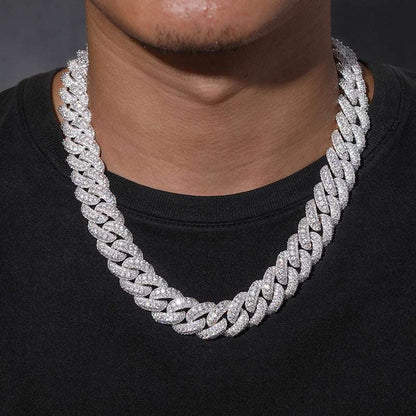 Iced Out Platinum Pronged Cuban Link Chain