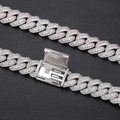 Iced Out Platinum Pronged Cuban Link Chain